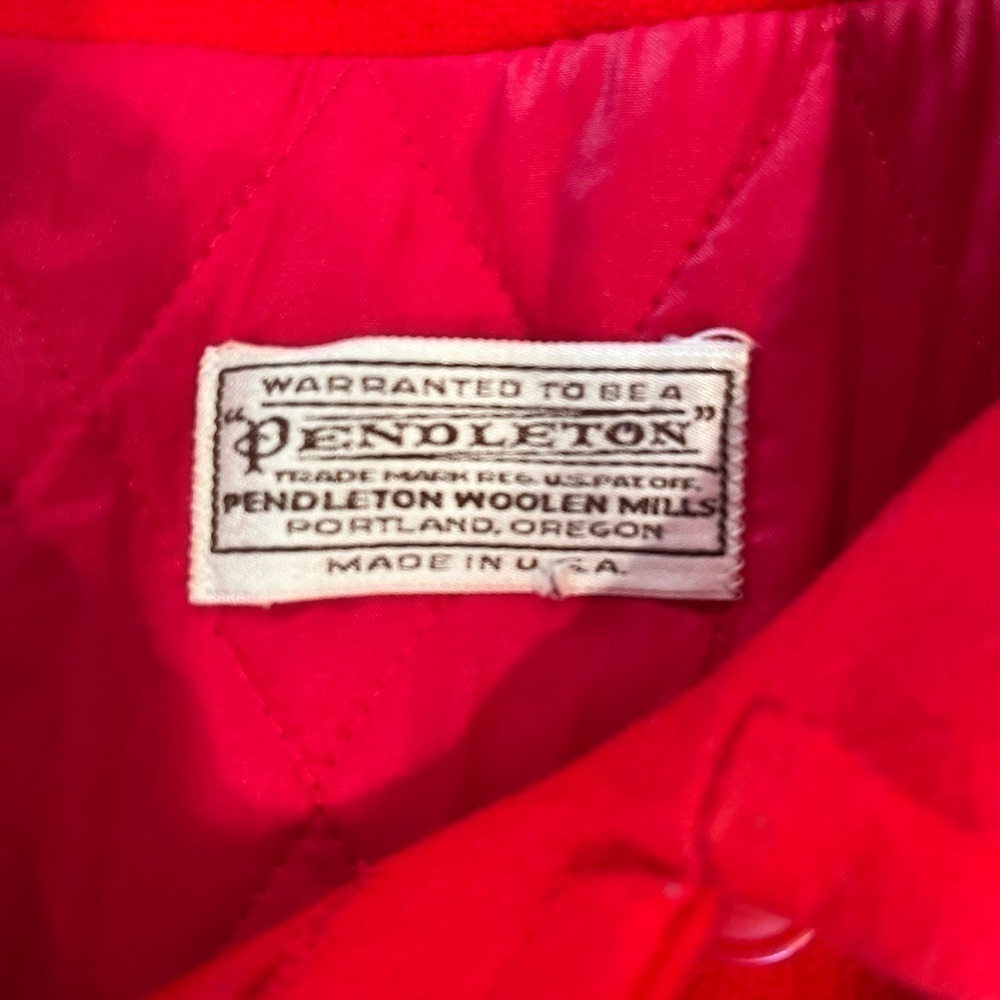 Vintage Pendleton Woolen Mills Jacket Wool Made In USA Red Duffle Large - Picture 7 of 16